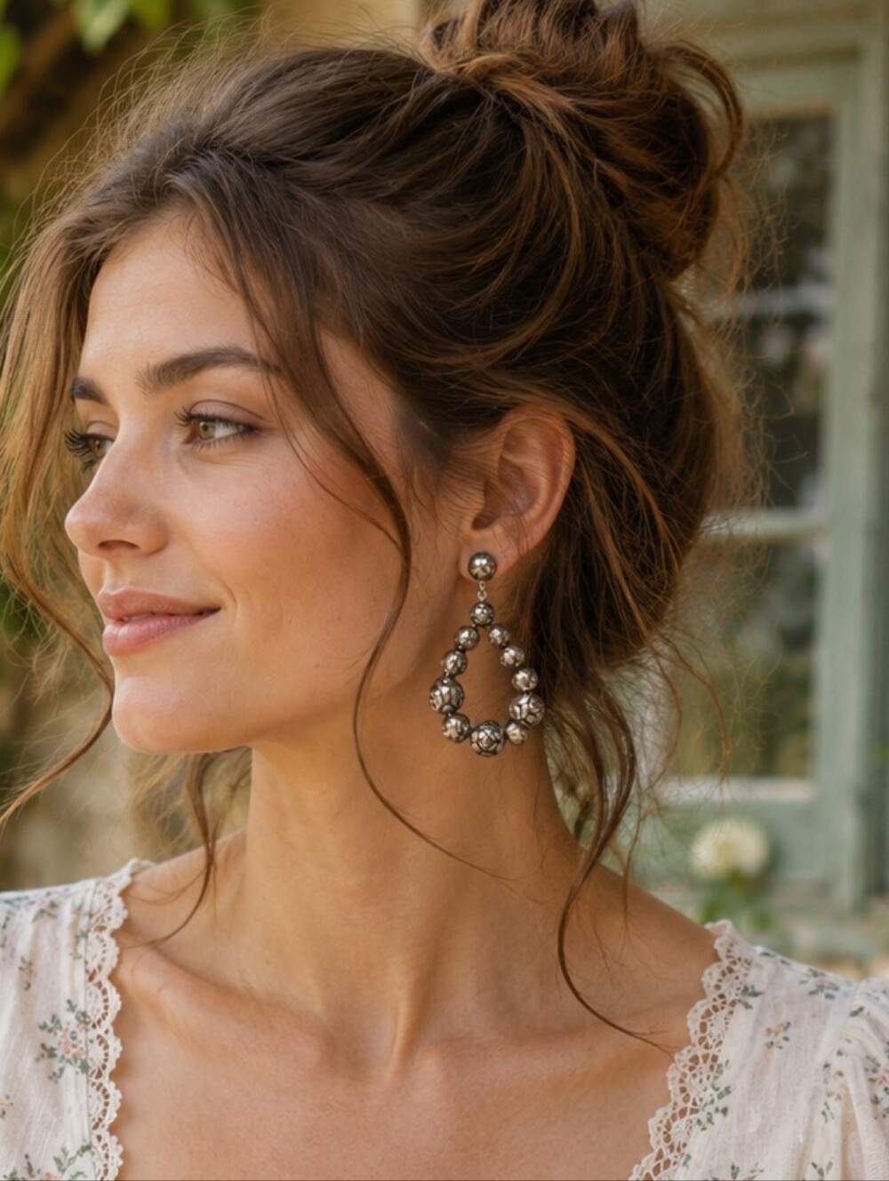 EARRINGS:: Rose Gray Beaded Drop Earrings